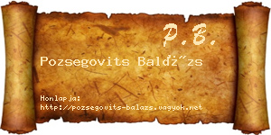 Pozsegovits Balázs névjegykártya